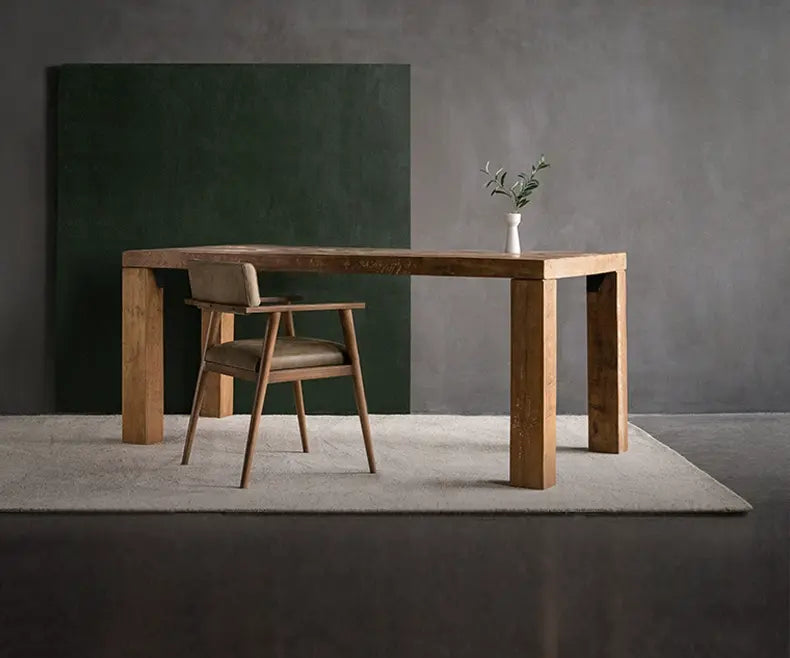 Isolde Genuine Leather Teak Wood Dining Chair