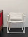 Radboud van Beekum FM61 Armchair: White Fabric, Sleek Metal Frame