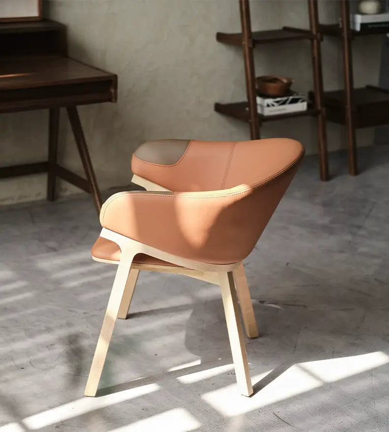 Achille Oak Wood Dining Chair, Soft Cushion