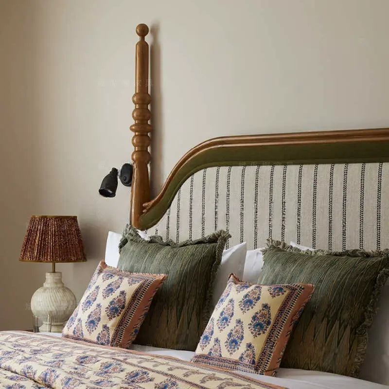Elettra Dark Green Neoclassical Wooden Bed