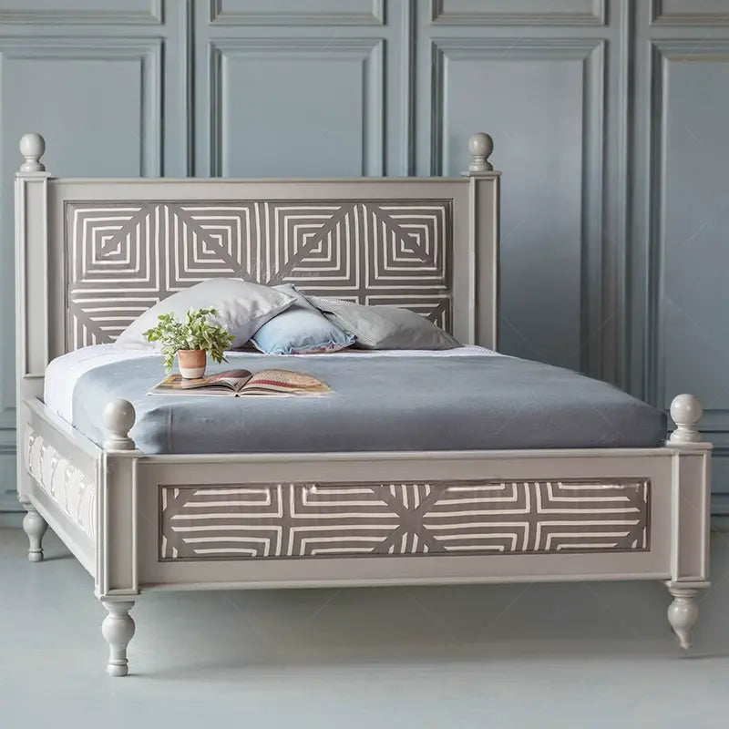 Dario Retro Solid Wood Wedding Bed Frame