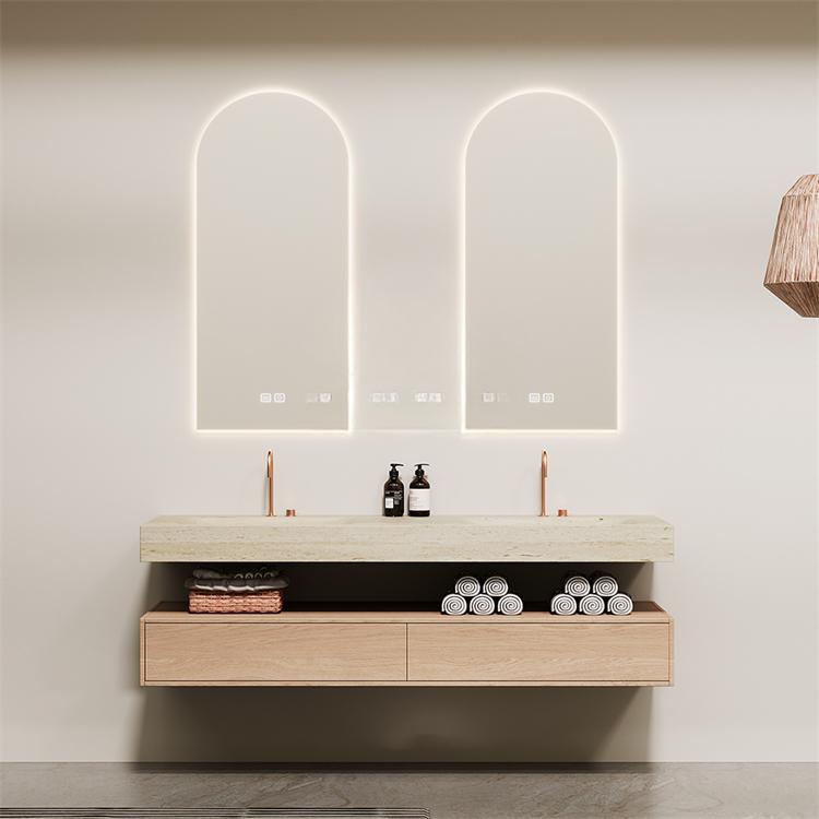 Azriel Kala Limestone Wall-Mounted Double Basin