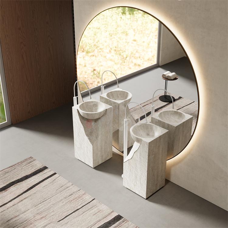 Rachel Yellow Travertine Pedestal Basin