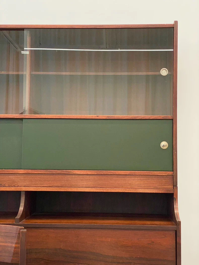 Vintage Italian 1970s Rosewood Roll-Top Stackable Buffet Sideboard Cabinet