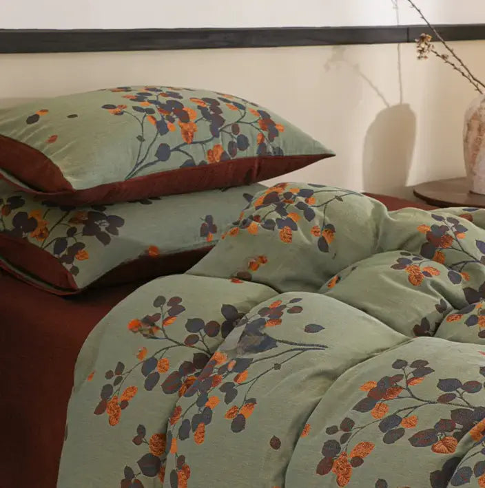 Maelis Jacquard Craft Green Bed Sheet Set – Soft Cotton Comfort