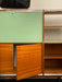 Vintage Italian 1970s Teak Mint Green Metal Trim Sideboard Cabinet