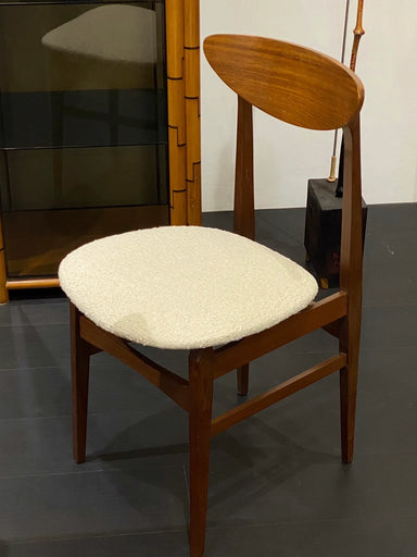 Elegant 1960s Italian Teak Wood Dining Chair with Reupholstered Seat