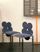Vintage Italian Design Midnight Blue Flower Dining Chair Chrome Base