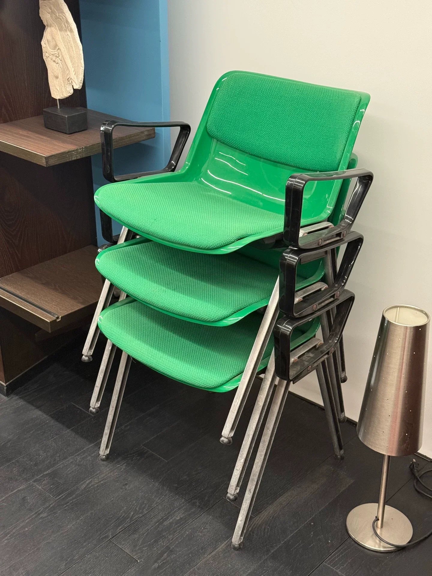 Vintage Italian Tecno Modus Signal Green Padded Armchair Mid-Century Design