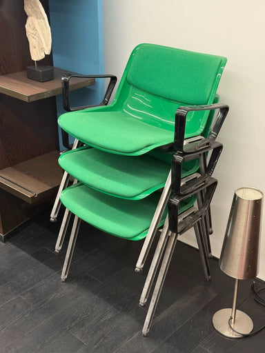 Vintage Italian Tecno Modus Signal Green Padded Armchair Mid-Century Design