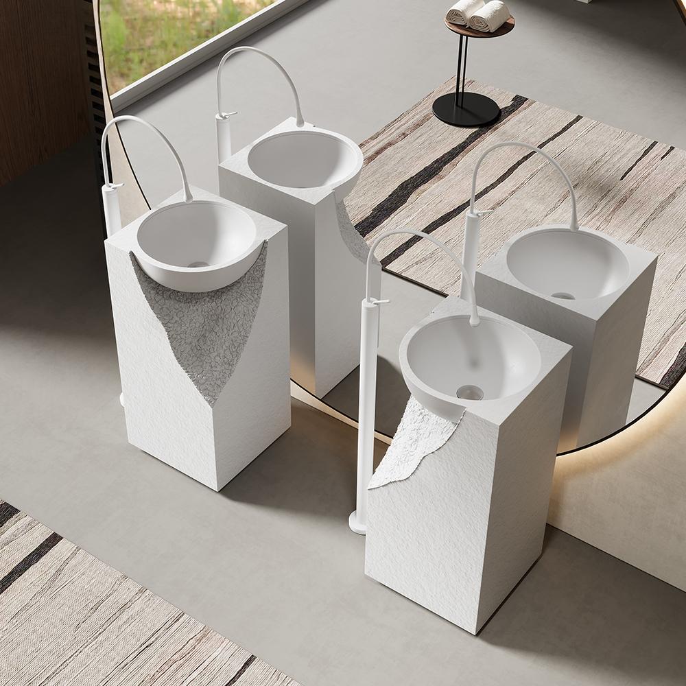 Caroline White Cave Stone Pedestal Basin