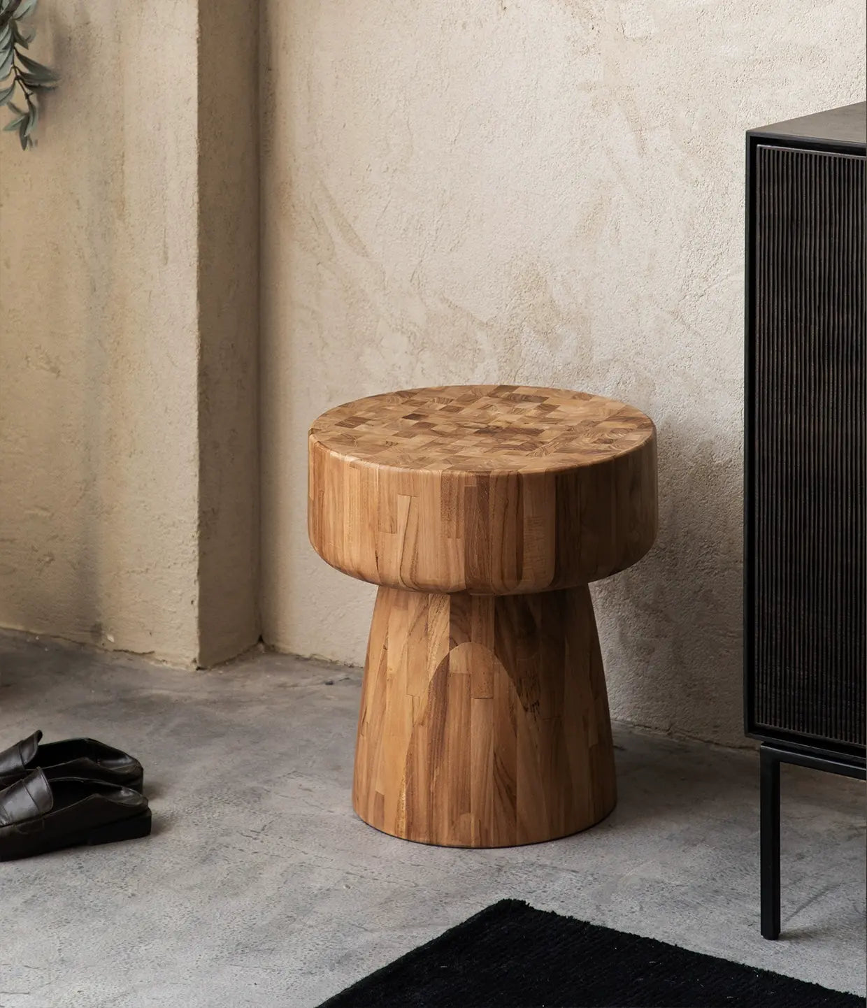 Ernesto Teak Wood Small Stool for Entryway