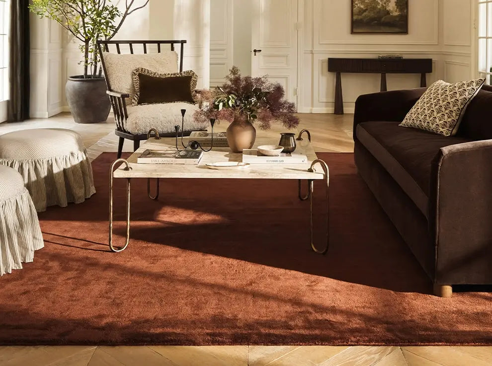 Florian Retro Solid Color Carpet – Handmade Minimalist Design