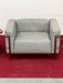 Vintage Italian Cassina LC3 Single Armchair Sofa, Gray Leather, Red Frame, Iconic Design