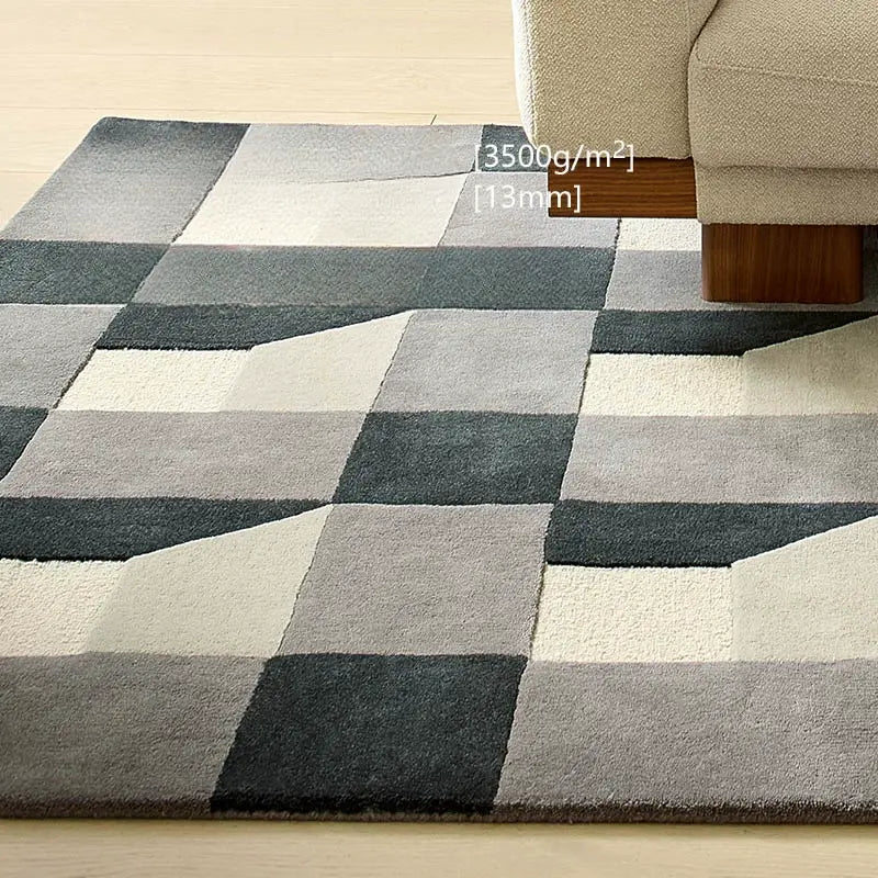 Modern French medieval carpet living room high-end bedroom bedside handmade geometric plaid retro Nordic light luxury custom