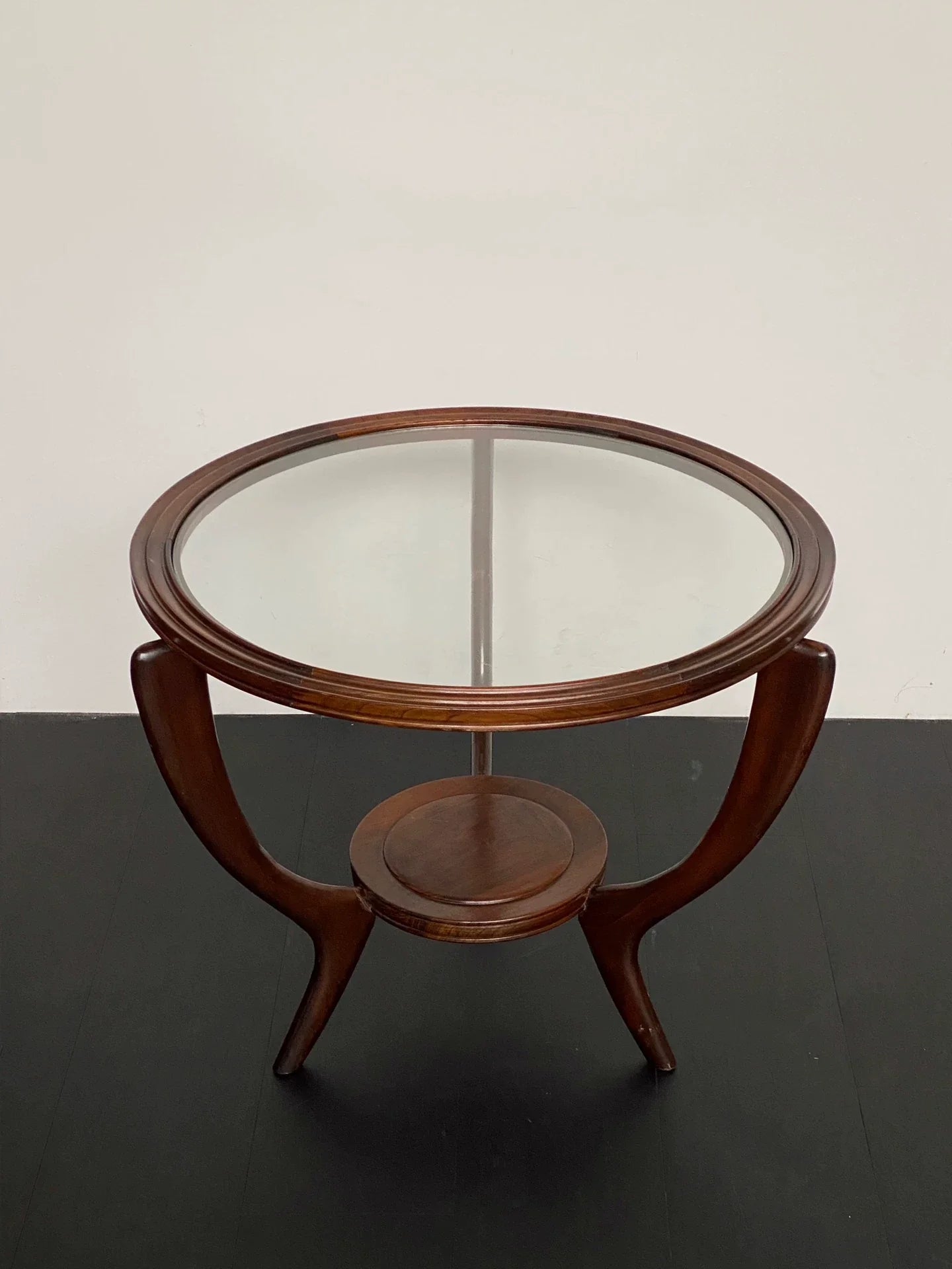 Authentic 1950s Italian Mid-Century Teak Wood Round Coffee Table