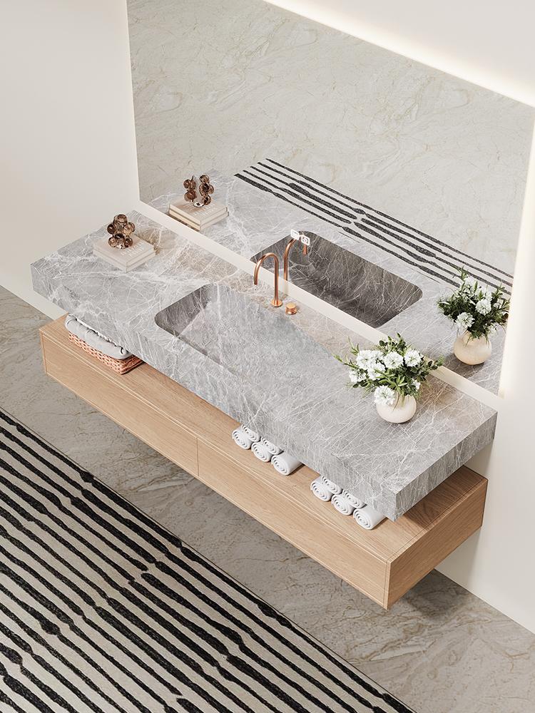 Inaya Red Cave Marble Wall-Mounted Sink