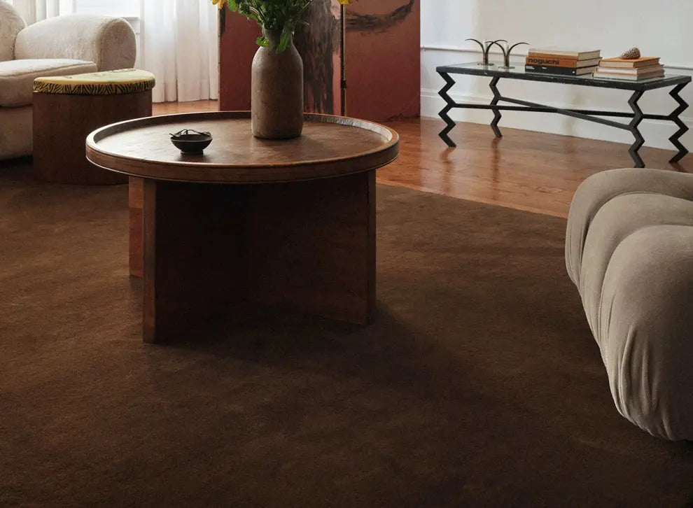 2025 new handmade medieval retro brown carpet living room full bedroom bedside minimalist pure color French homestay