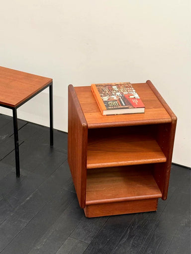 Vintage Danish Teak Solid Wood Dual-Layer Movable Side End Table 1970s