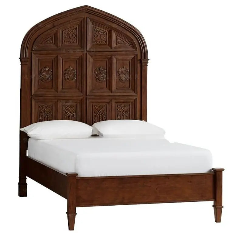 Vento Retro Town Solid Wood Carved Bed
