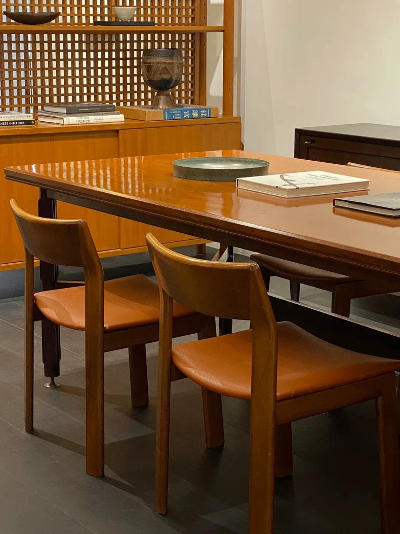 Vintage 1960s Italian Solid Wood Dining Table with Structural Legs, Mid-Century Modern Design