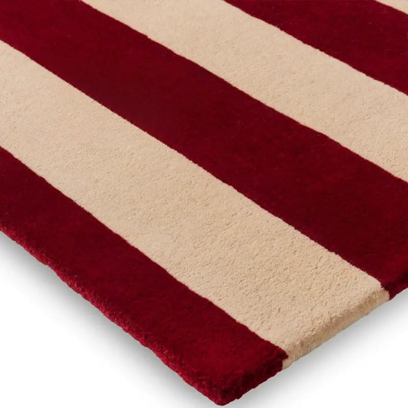 Clarimonde Hand-Woven Retro Red Stripes Carpet – Custom Design for Living Room
