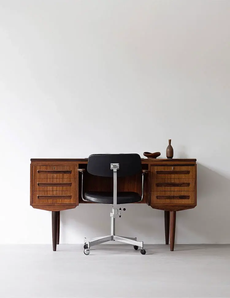 Blaise Black Walnut Desk with Storage Drawers