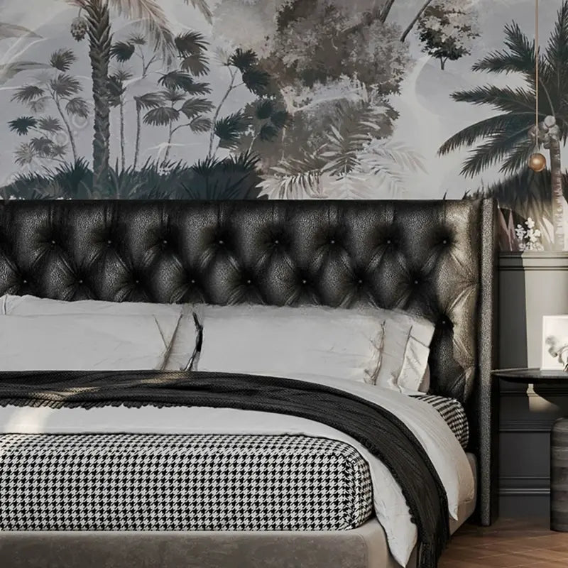 Mercer Retro Black Leather Soft Double Bed