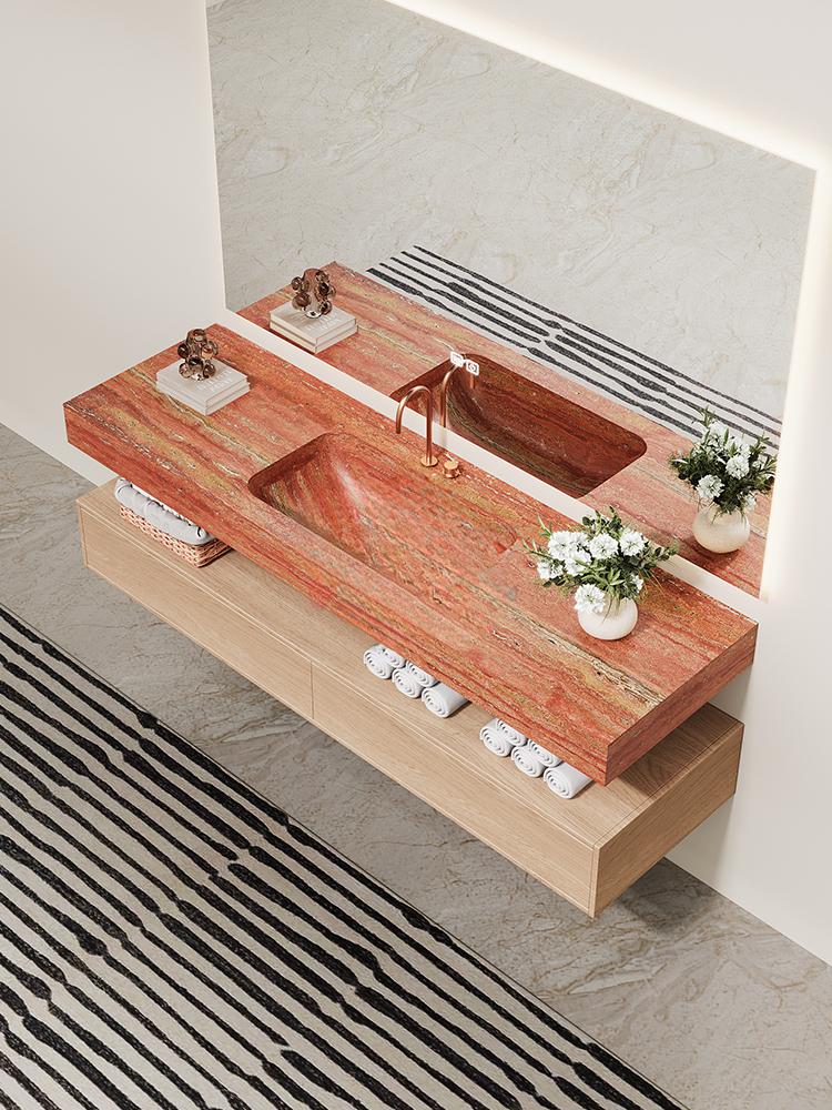 Inaya Red Cave Marble Wall-Mounted Sink