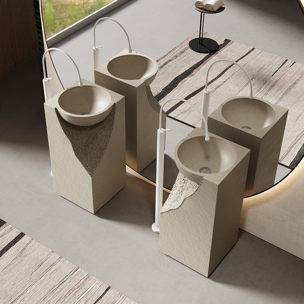 Rachel Yellow Travertine Pedestal Basin