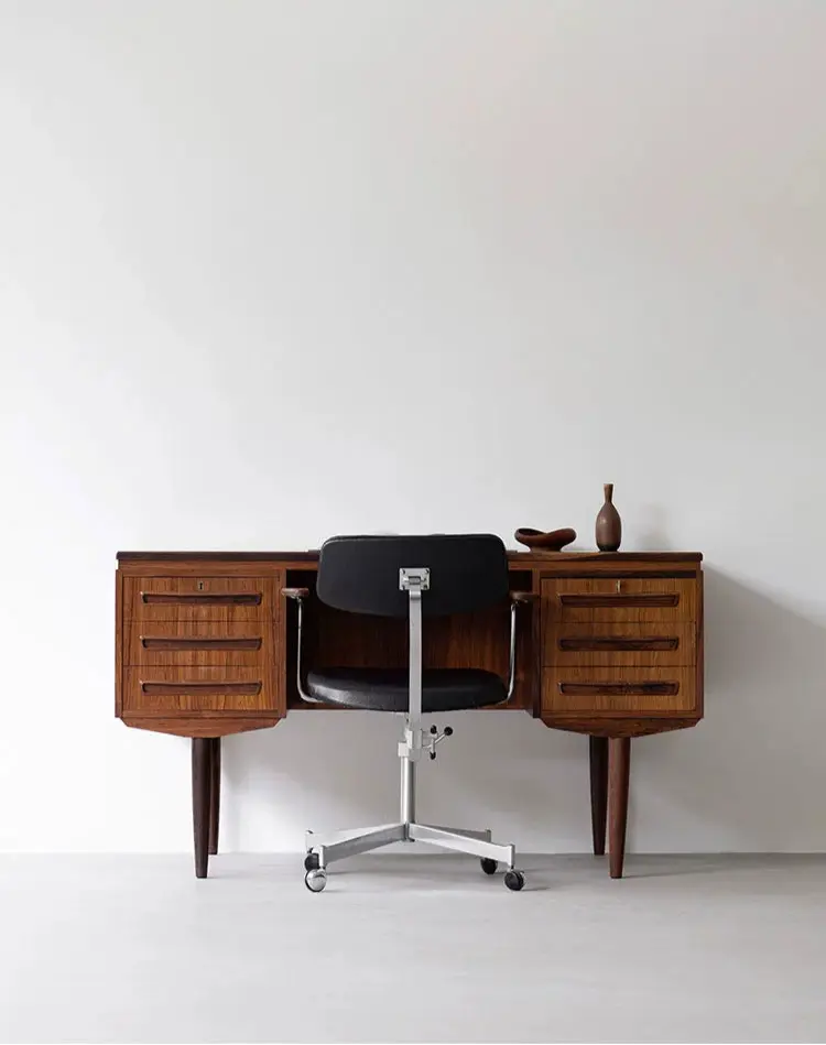 Blaise Black Walnut Desk with Storage Drawers