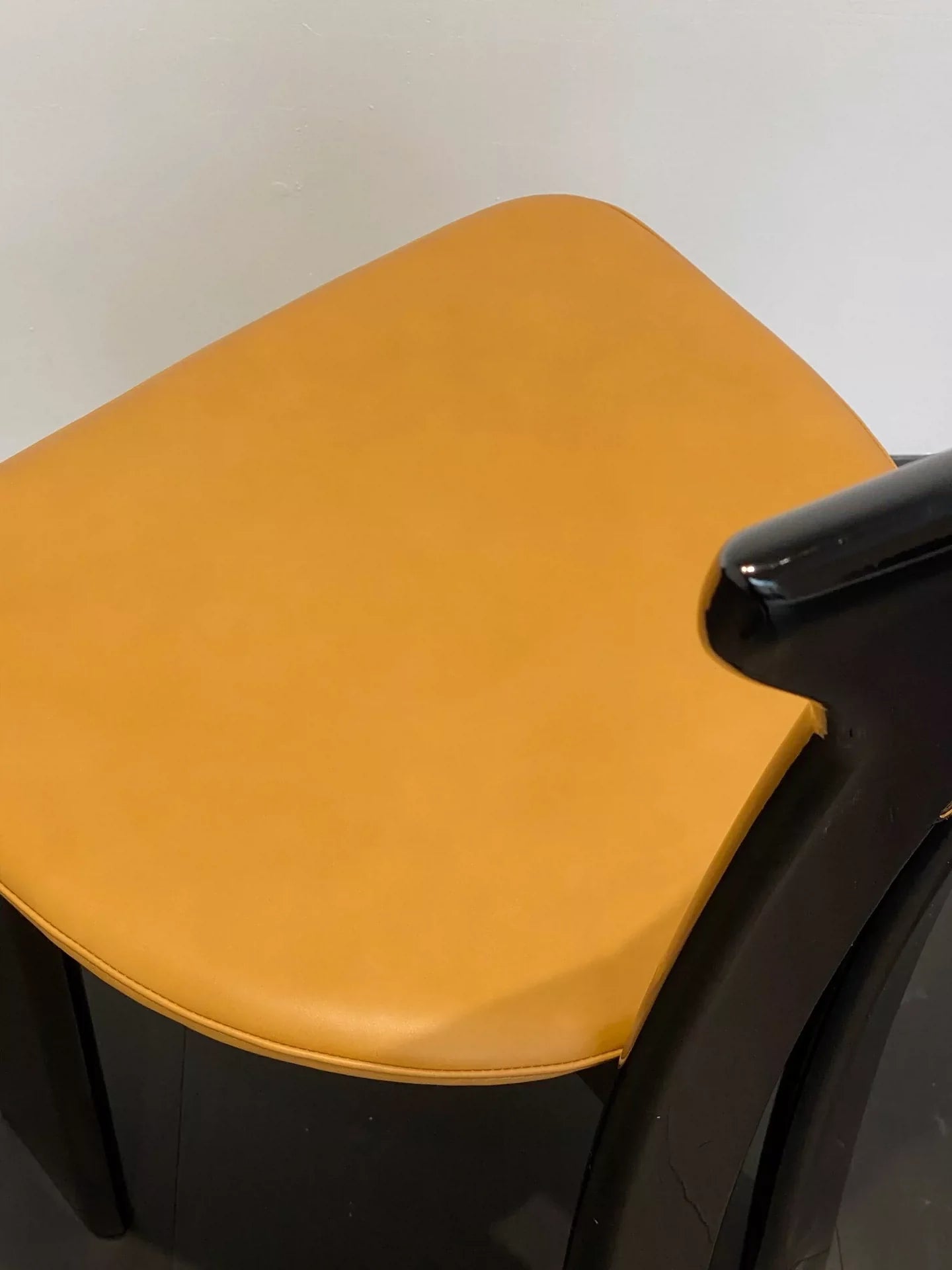 Vintage Pierre Cardin Dining Chair - Sculptural Black Walnut, Khaki Leather