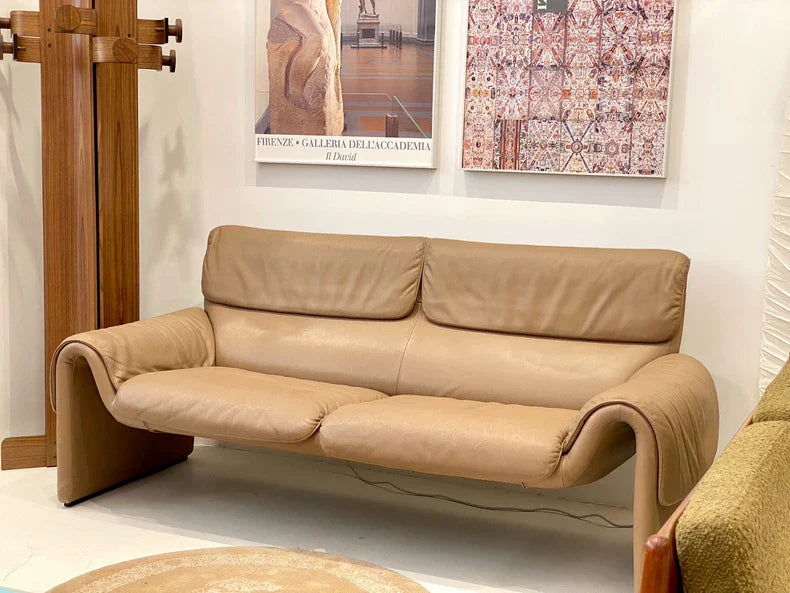 Vintage 1980s Swiss DeSede DS2011 Hand-Stitched Leather Three-Seater Sofa