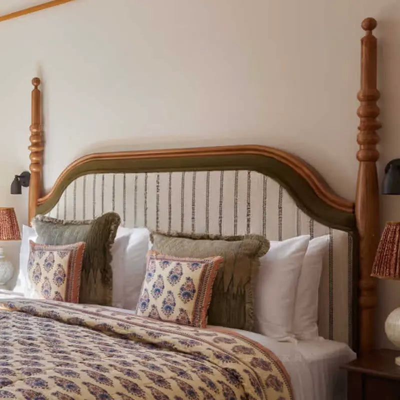 Elettra Dark Green Neoclassical Wooden Bed