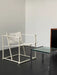Radboud van Beekum FM61 Armchair: White Fabric, Sleek Metal Frame