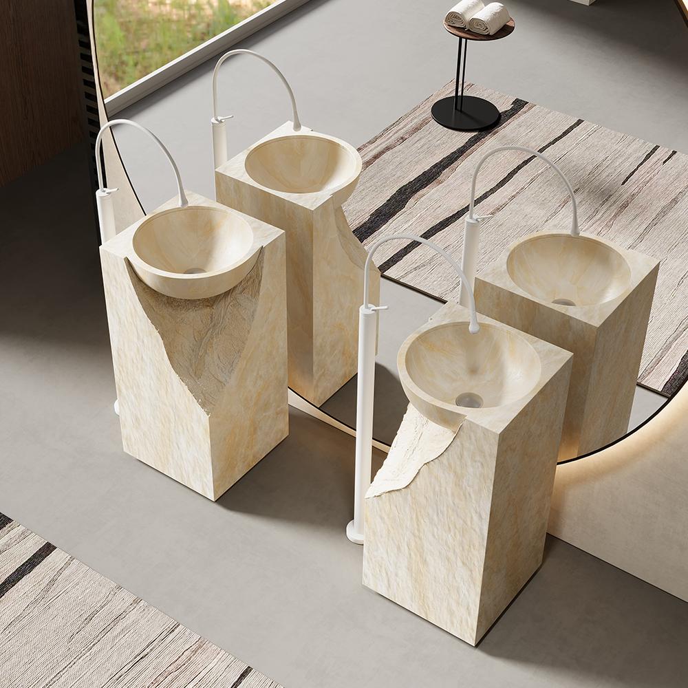 Caroline White Cave Stone Pedestal Basin