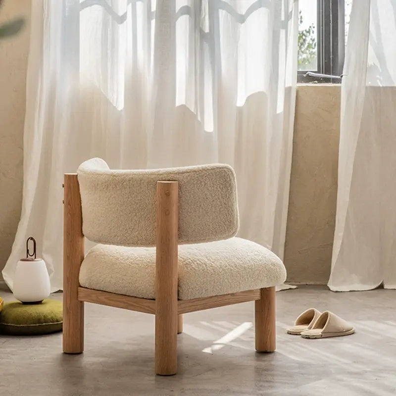 Cesare White Leisure Chair with Solid Oak Frame