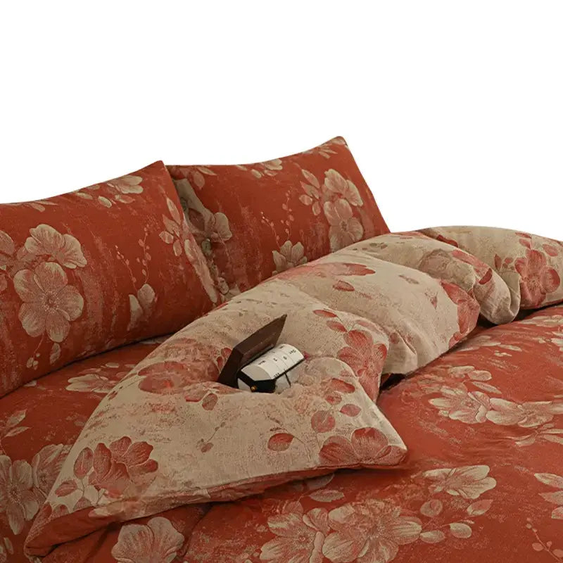 Violette Retro Floral Cotton Four-Piece Set – Skin-Friendly Design