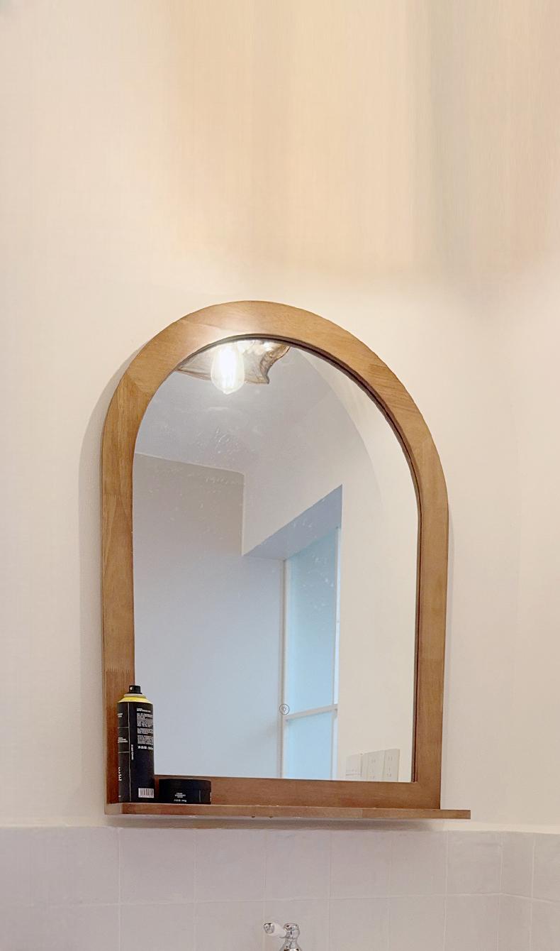 Jack Ancient-Style Oak Bathroom Cabinet with Arched Mirror