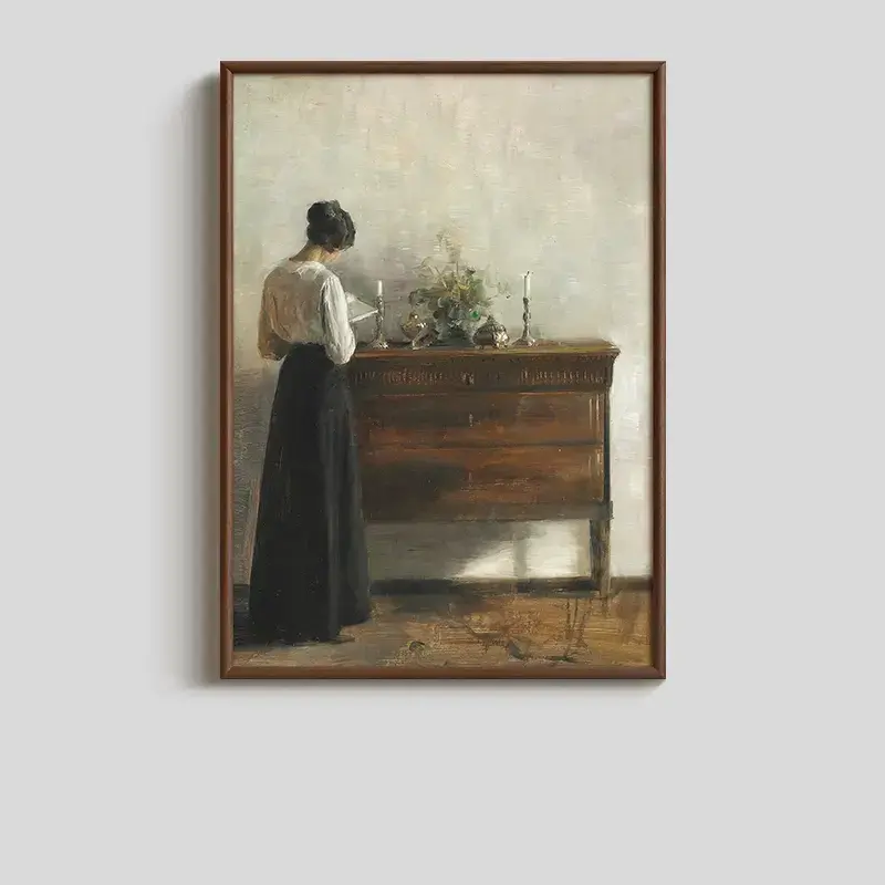 Amélie "Reading Woman and Still Life Flowers" high-end French paintings