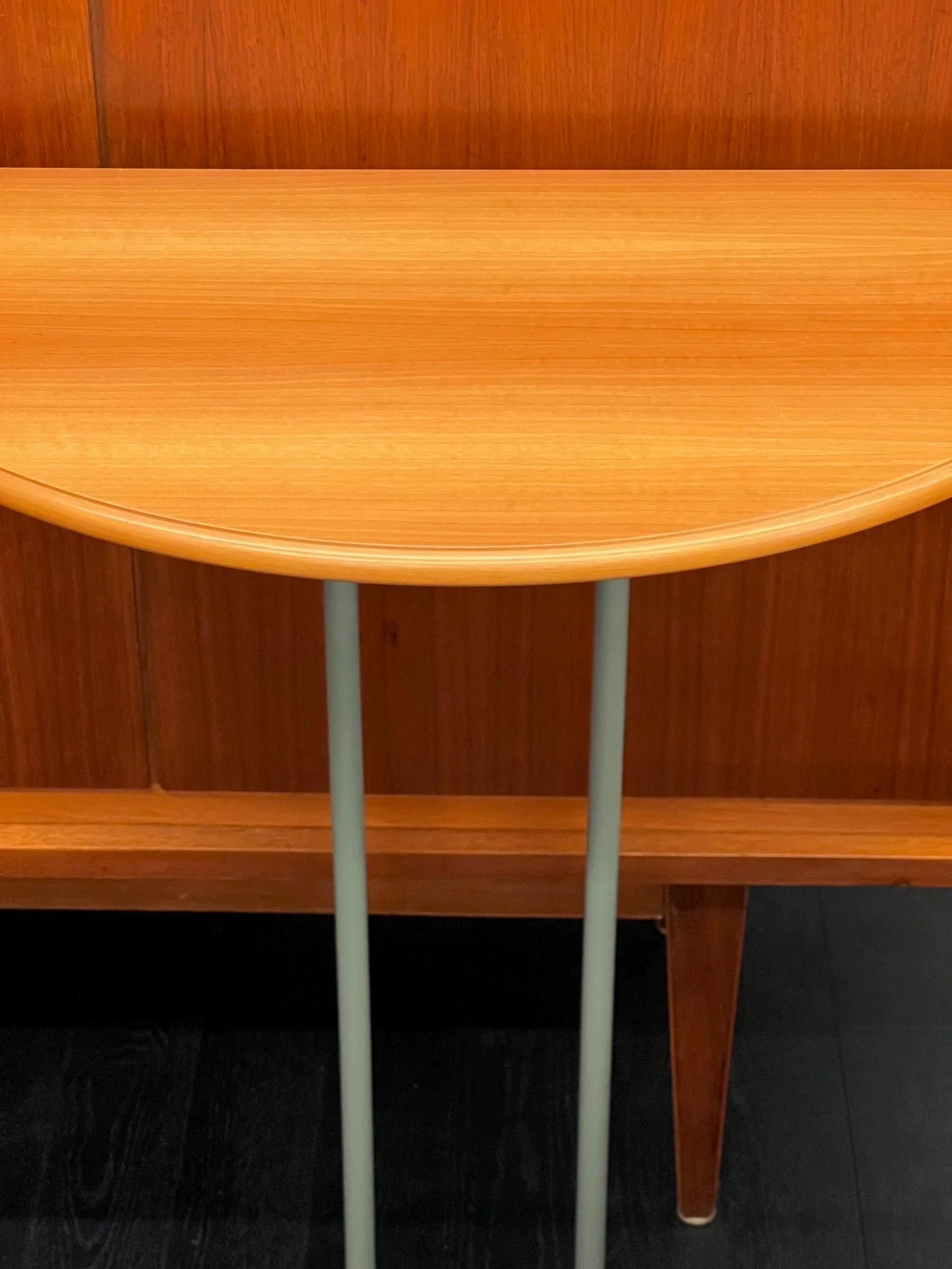 Vintage 1980s Memphis Style Half-Round Console Table with Mint Green Metal Legs