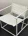 Radboud van Beekum FM61 Armchair: White Fabric, Sleek Metal Frame