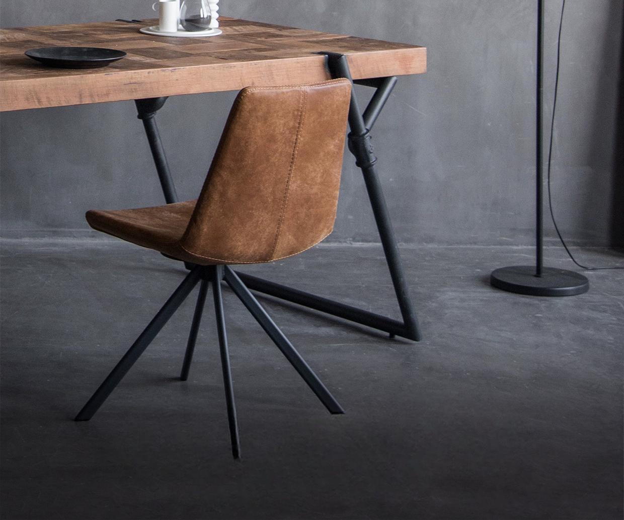 Fenric Iron Frame Cowhide Dining Room Chair