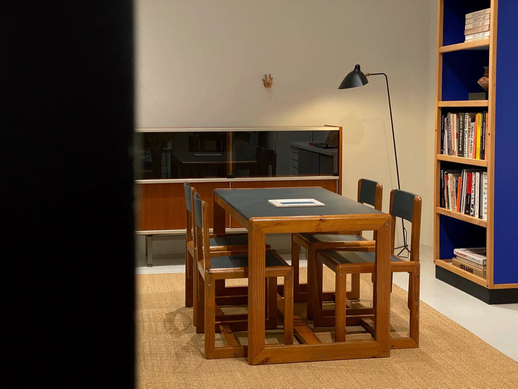 Mid-Century Modern André Sornay Designer Dining Table with Dark Gray Top