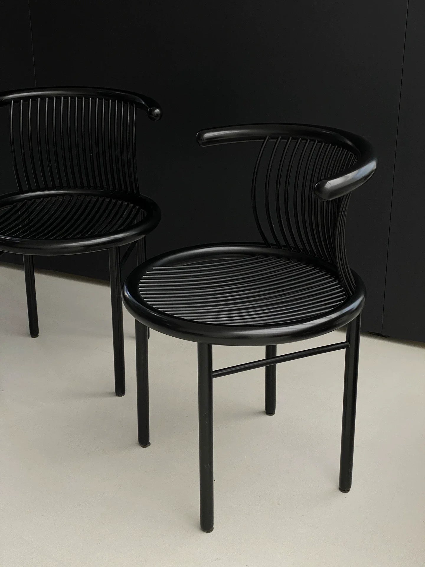 Vintage Helmut Lubke Black Lacquered Wood Dining Chair 1960s Mid-Century Design