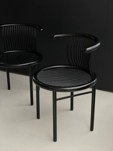 Vintage Helmut Lubke Black Lacquered Wood Dining Chair 1960s Mid-Century Design