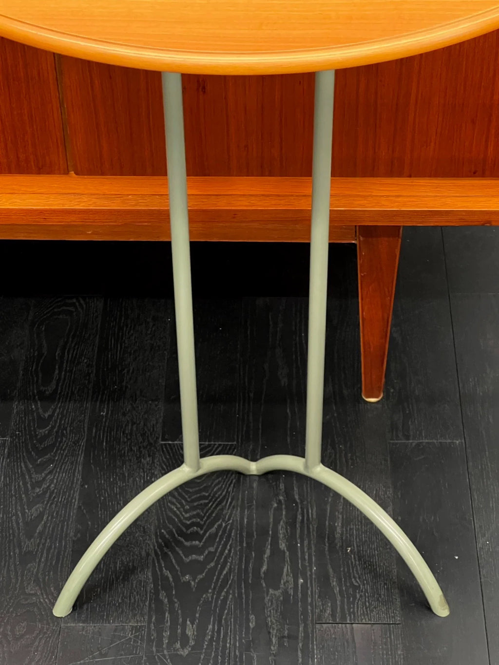 Vintage 1980s Memphis Style Half-Round Console Table with Mint Green Metal Legs
