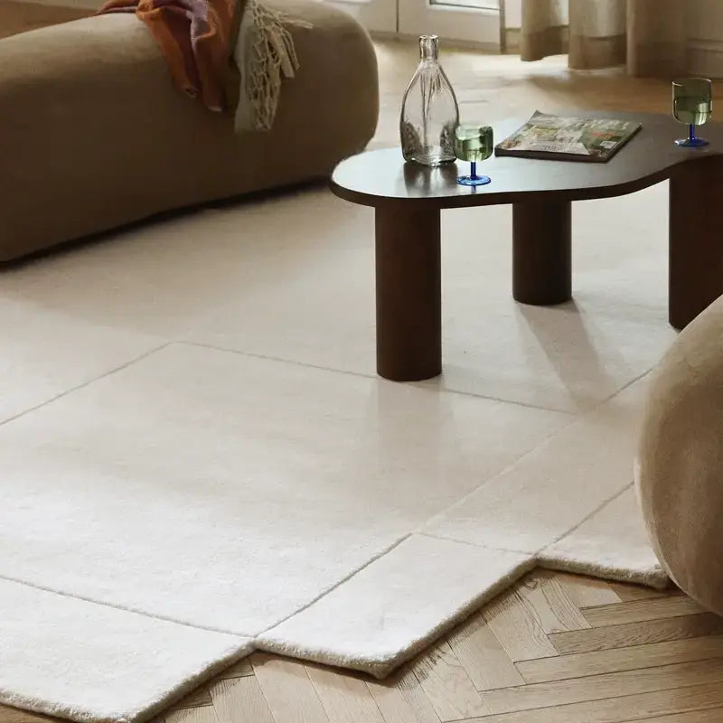 Amaryllis Nordic Retro White Coffee Table Carpet – Formaldehyde-Free Design