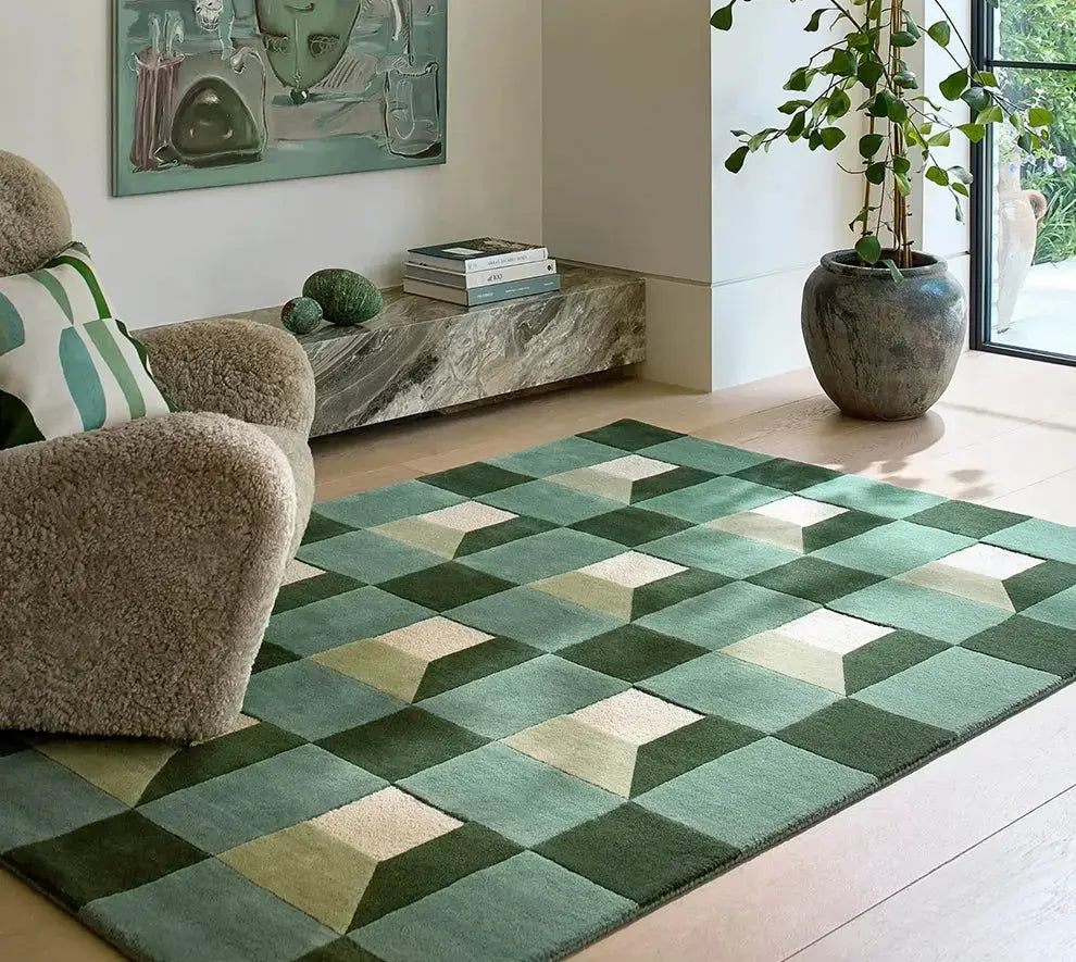 Modern French medieval carpet living room high-end bedroom bedside handmade geometric plaid retro Nordic light luxury custom
