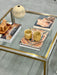 Vintage 1970s Italian Art Deco Brass Glass Coffee Table